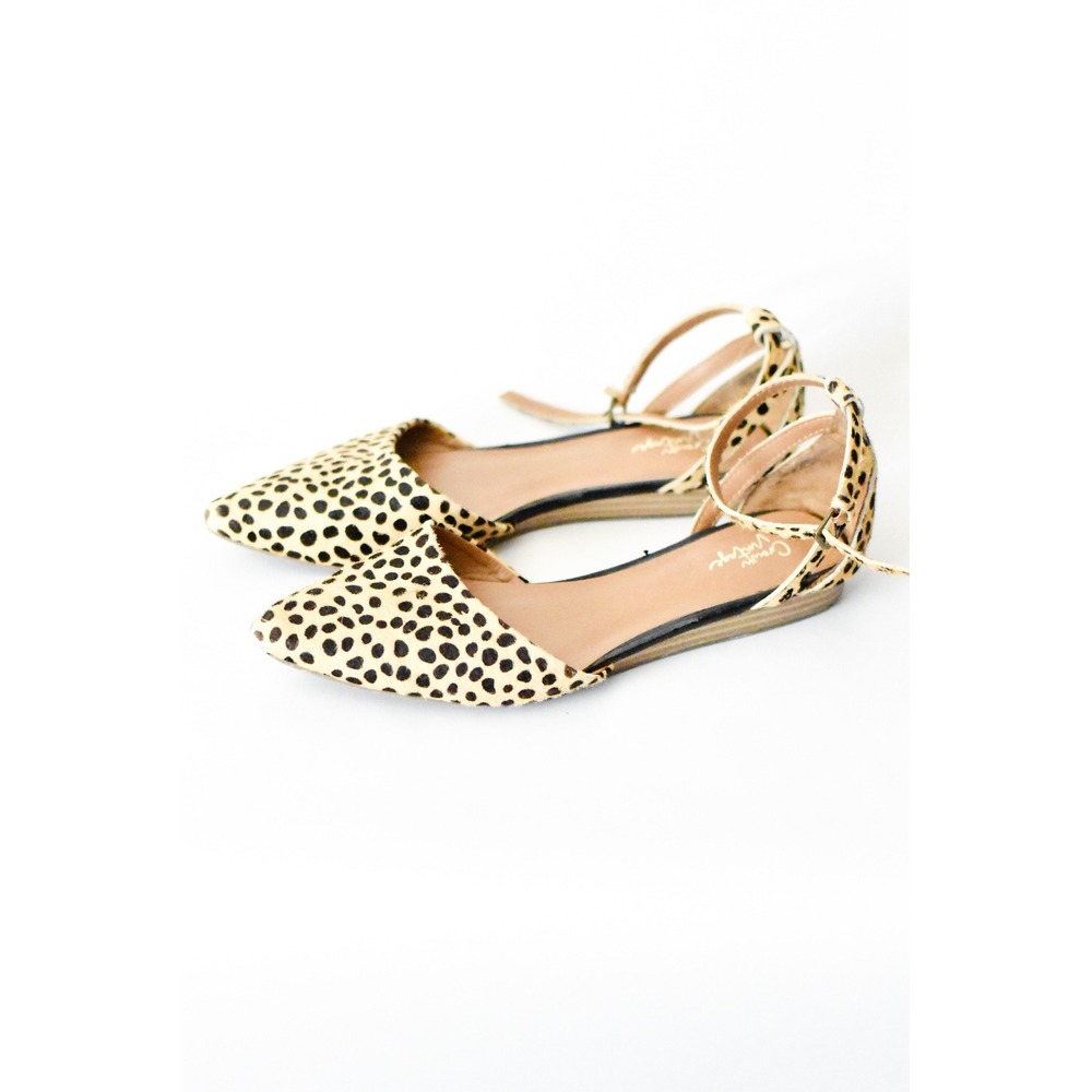 Crown Vintage Flats Women 9 Tan Black Excellent Cheetah Print Calf Hair D'Orsay